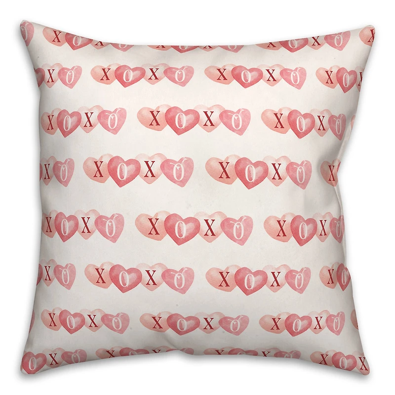XOXO Hearts Pattern Throw Pillow