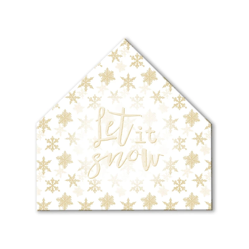 Cream & Gold Snowflakes House Shaped Canvas Wall Art