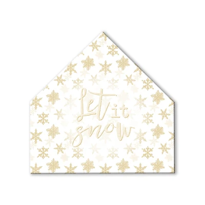 Cream & Gold Snowflakes House Shaped Canvas Wall Art