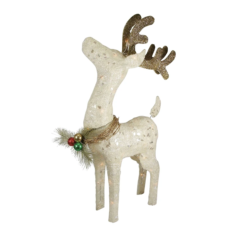 37" Pre-lit Sisal Standing Reindeer Yard Decoration