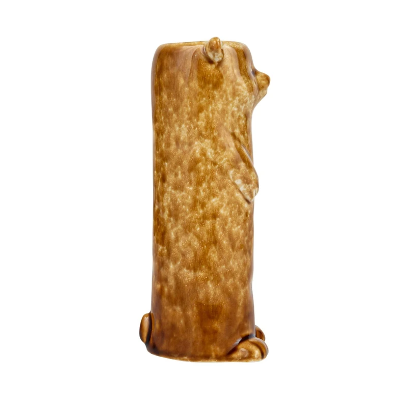 Hello Honey® 7" Brown Reactive Crackle Glaze Stoneware Bear Vase