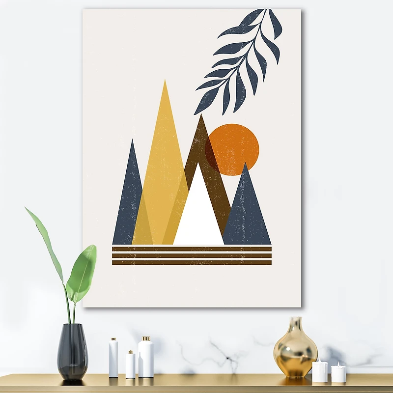 Designart - Abstract Sun and Moon In Mountains I