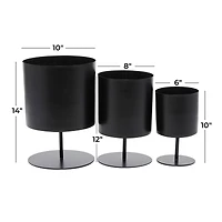 The Novogratz Black Modern Planter, Set of 3" 14", 12", 10"
