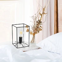 Lalia Home Black Framed Table Lamp with Cylinder Glass Shade