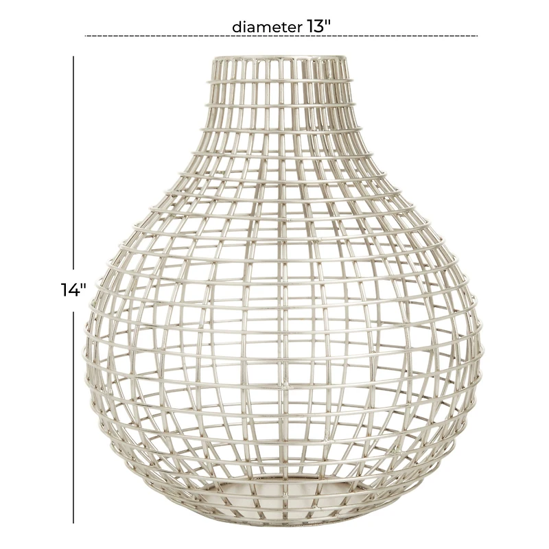 CosmoLiving by Cosmopolitan Silver Iron Modern Vase, 13" x 13" x 14"