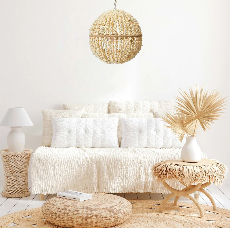 Hello Honey® 19" Round Ball Metal and Shell Ceiling Light