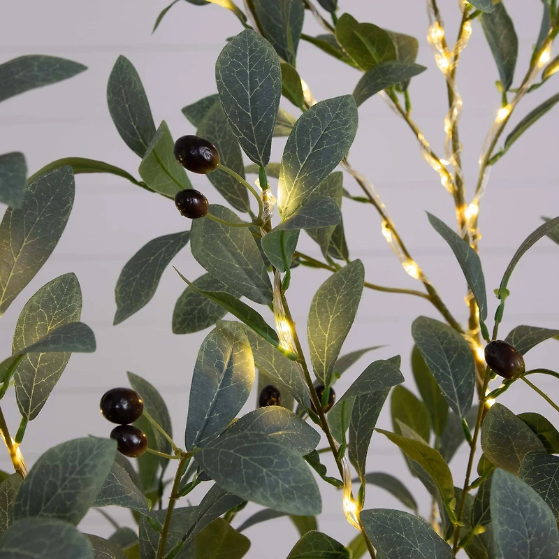 5ft. Pre-Lit Artificial Fruiting Olive Tree with Warm White LED Lights