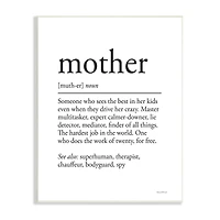 Stupell Industries Mother Definition Funny Motivational Phrase Superhuman Synonym Wall Plaque Art
