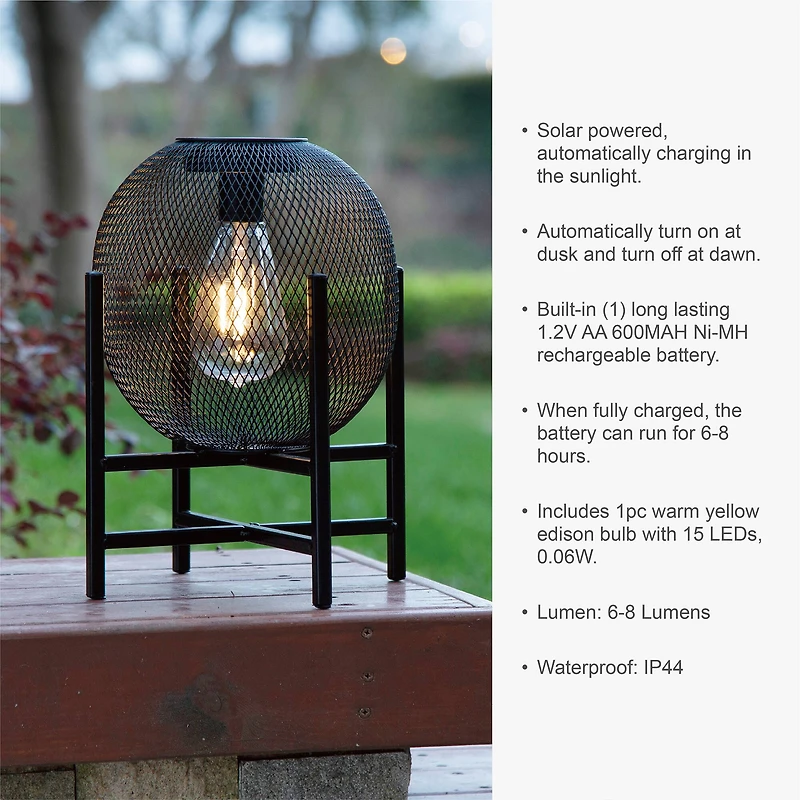 Glitzhome® 11.5" Metal Mesh Solar Powered Lantern with Stand