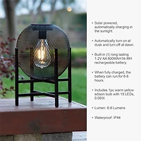 Glitzhome® 11.5" Metal Mesh Solar Powered Lantern with Stand