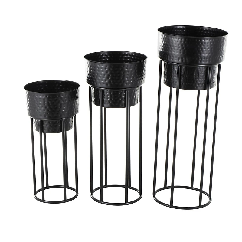 Black Metal Nesting Planter & Stands Set