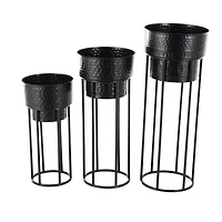 Black Metal Nesting Planter & Stands Set