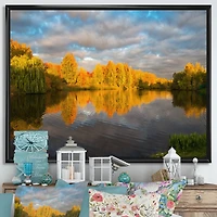 Designart - Autumn Sunset Reflection On Lake In The Park