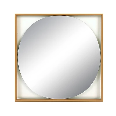 20" Gold Square Metal Floating Wall Mirror
