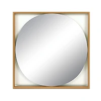 20" Gold Square Metal Floating Wall Mirror