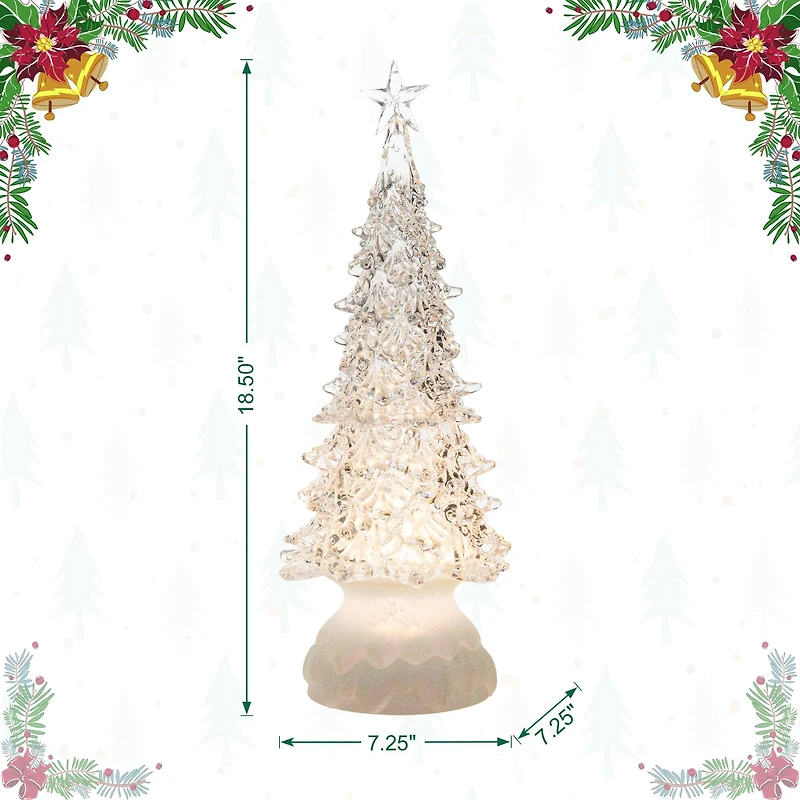 Glitzhome® 18.5" Lighted Acrylic Rotating Christmas Table Tree