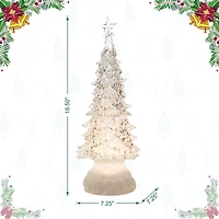Glitzhome® 18.5" Lighted Acrylic Rotating Christmas Table Tree