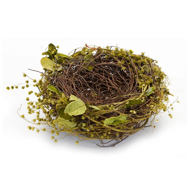 7" Natural Twig Bird Nest with Speckled Eggs Set