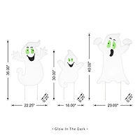 Glitzhome® 3.3ft. Halloween Metal Mesh Glow in Dark Ghost Family Yard Stake Set