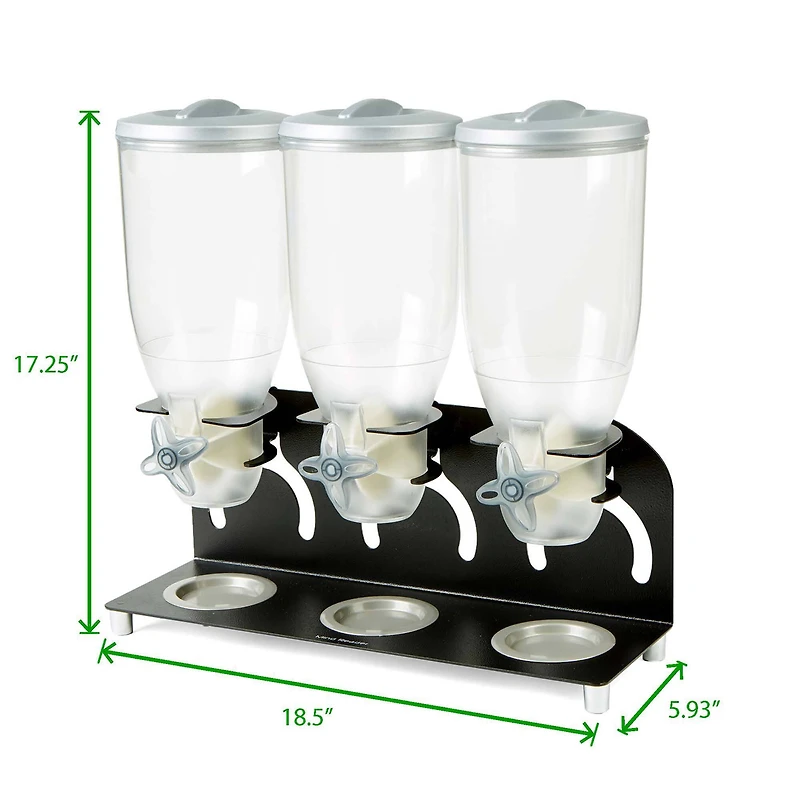 Mind Reader Black Heavy Duty Metal Cereal Triple Dispenser