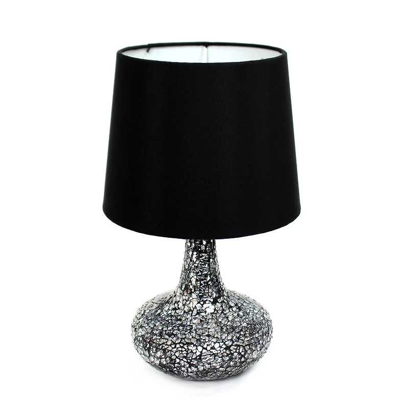 Simple Designs 14" Mosaic Glass Genie Table Lamp with Fabric Shade