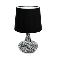 Simple Designs 14" Mosaic Glass Genie Table Lamp with Fabric Shade