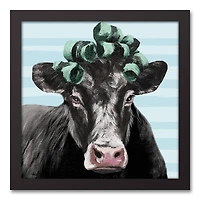 Blue Cow Rollers 12" x 12" Black Framed Canvas