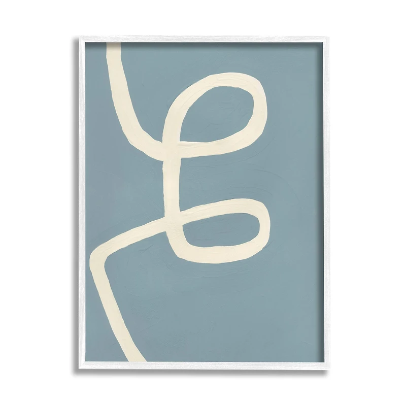 Stupell Industries Blue Abstract Curve White Framed Wall Art