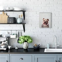 Stupell Industries English Bulldog in Earl Grey Tea Shirt Wall Art in Gray Frame