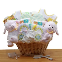 Double Delight Twins New Baby Yellow Gift Basket