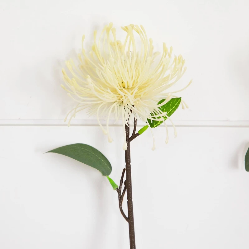 24in. Artificial Pincushion Protea Flower Stem - Set of 4