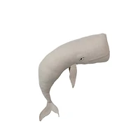 Hello Honey® White Cotton & Linen Whale-Shaped Pillow