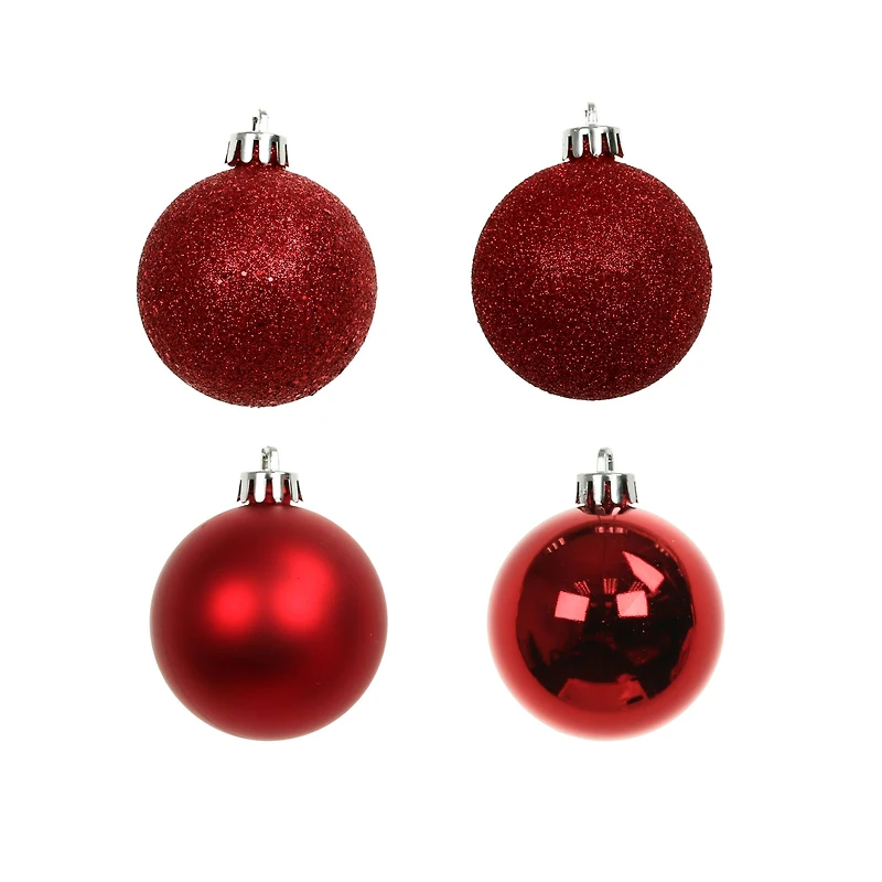 40 Pack 2" Red Solid & Glitter Shatterproof Ball Ornaments by Ashland®