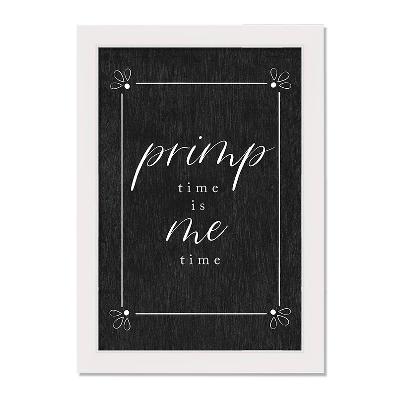 Primp Time 13.63" x 19.63" White Framed Canvas
