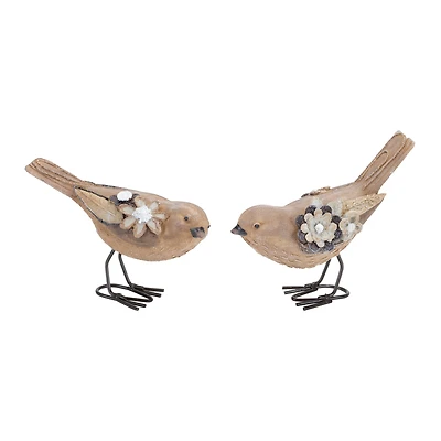 Floral Bird Figurines Set