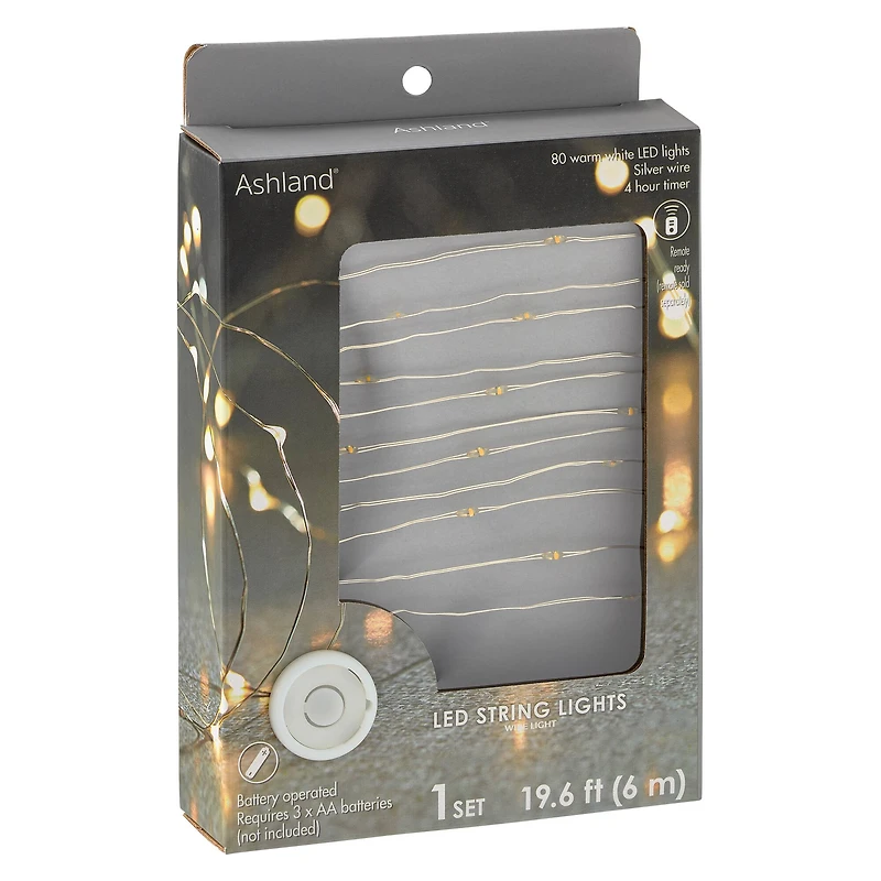 6 Pack: 80ct. Warm White LED String Lights with Silver Wire by Ashland®