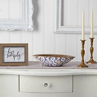 4" Tuscan Ceramic Blue Scroll Decorative Bowl