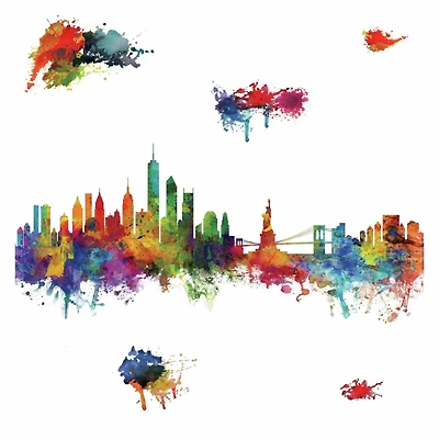 RoomMates New York City Watercolor Skyline Peel & Stick Decals