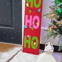 Glitzhome® 4.5ft. Wooden Santa Porch Sign with Fabric Dangling Legs