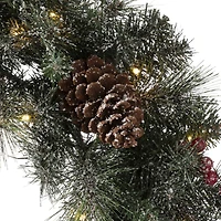 Glitzhome® 24" LED Glittered Pinecone Christmas Wreath