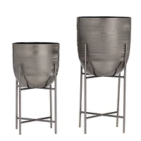 Grey Modern Planter, Set of 2" 12", 9"