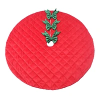 4ft. Red Quilted Tree Skirt with Green Bows by Ashland®