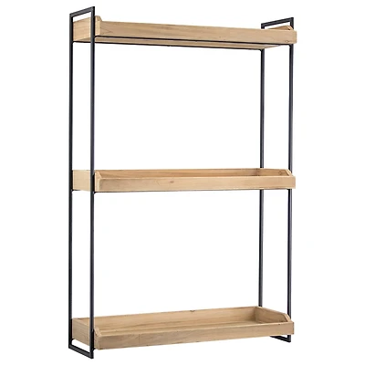 2.5ft. Wood & Metal 3 Tier Wall Mounted Shelving Unit