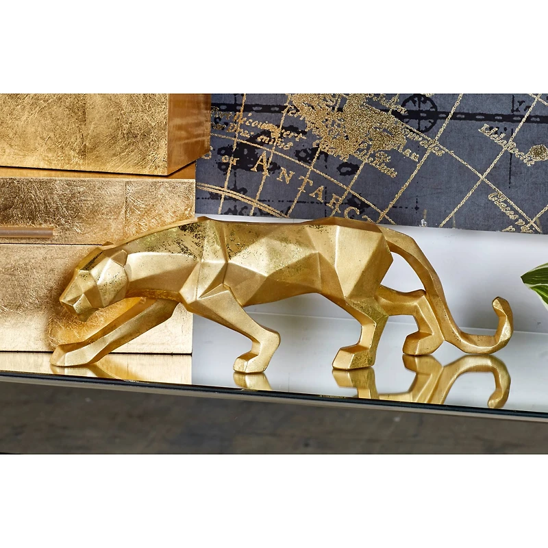 CosmoLiving by Cosmopolitan 18" Gold Leopard Sculpture