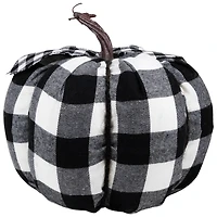 6.25" Black & White Buffalo Check Pumpkin Tabletop Décor