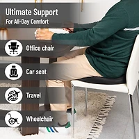 Mind Reader Donut Pillow with Air-Cloud Technology, Ergonomic Memory Foam Seat Cushion for Tailbone, Hemorrhoid, Pregnancy & Lower Back Pain Relief, Washable Cover, Black