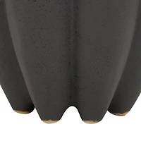 15" Black Ceramic Speckle Textured Tulip Shape Vase
