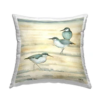 Stupell Industries Three Sandpipers Walking Beach Coast Throw Pillow, 18" x 18"