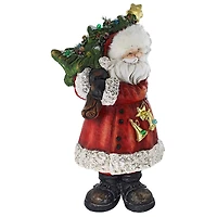 33" Santa with a Sparkling Christmas Tree Illuminated Holiday Statue