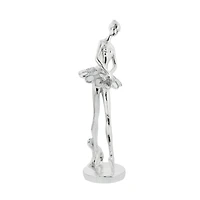 Set of 3 Silver Polystone Modern Dancer Sculpture, 14", 14", 12"